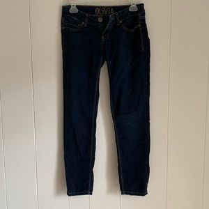 Size one straight leg dark blue skinny jeans